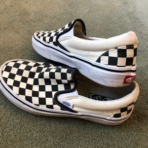 Slip on Black and White Checkered Vans
